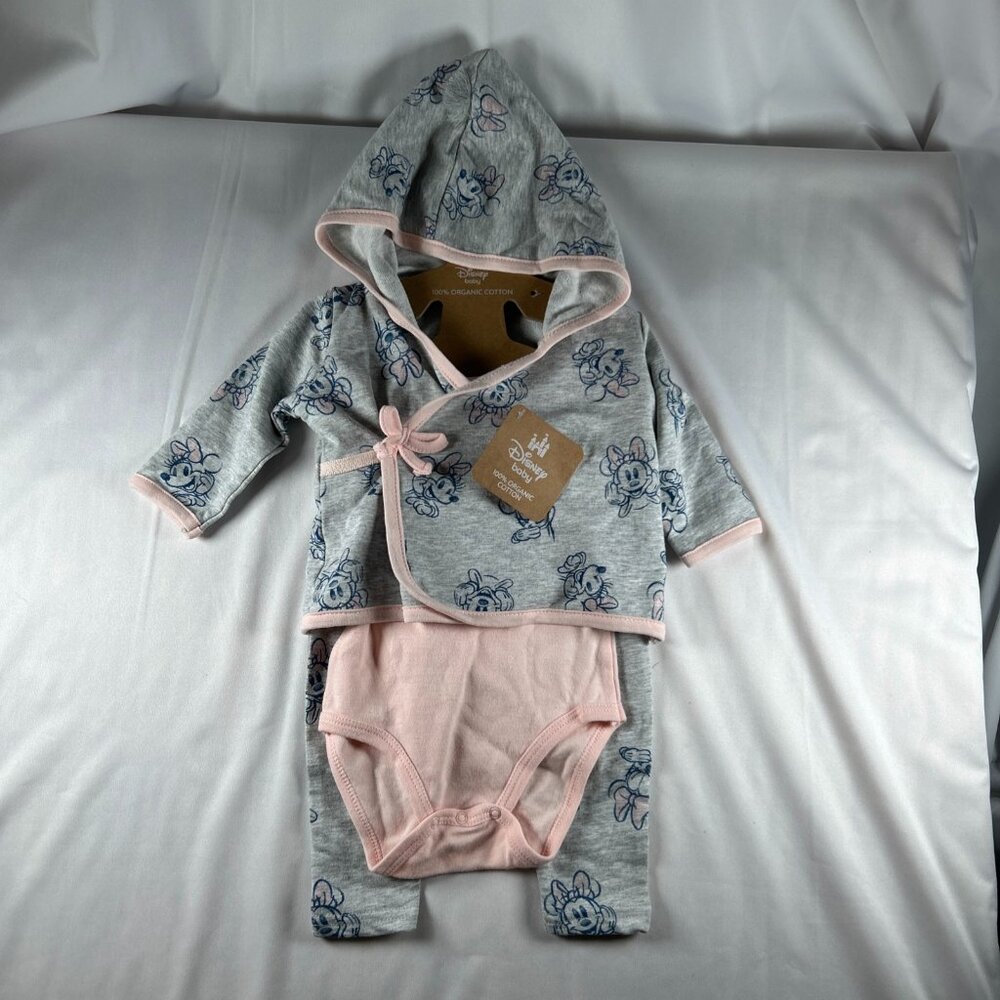 Disney‎ Baby Girl  3-6 months 3 piece 100% cotton minnie mouse set Hoodie NWT